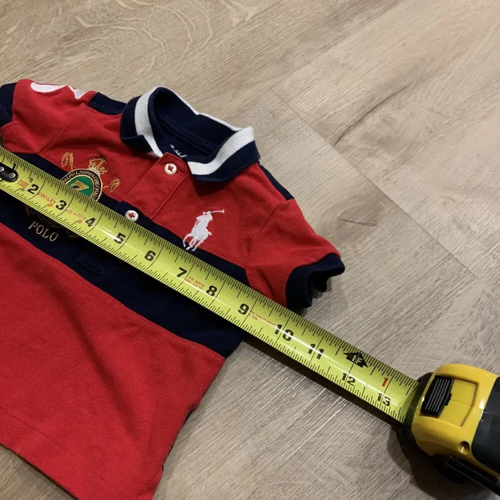 Polo Ralph Lauren Polo Shirt Baby Boys 3M 3 Months Red Blue Big Pony Crest # 3